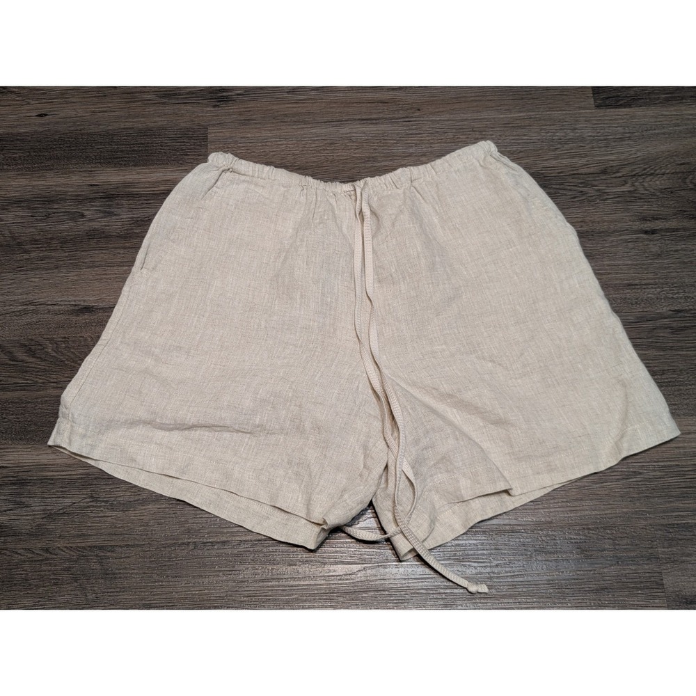 A. Ren Laurel Shorts‎ Linen Beige Elastic Waist Drawstring Size S